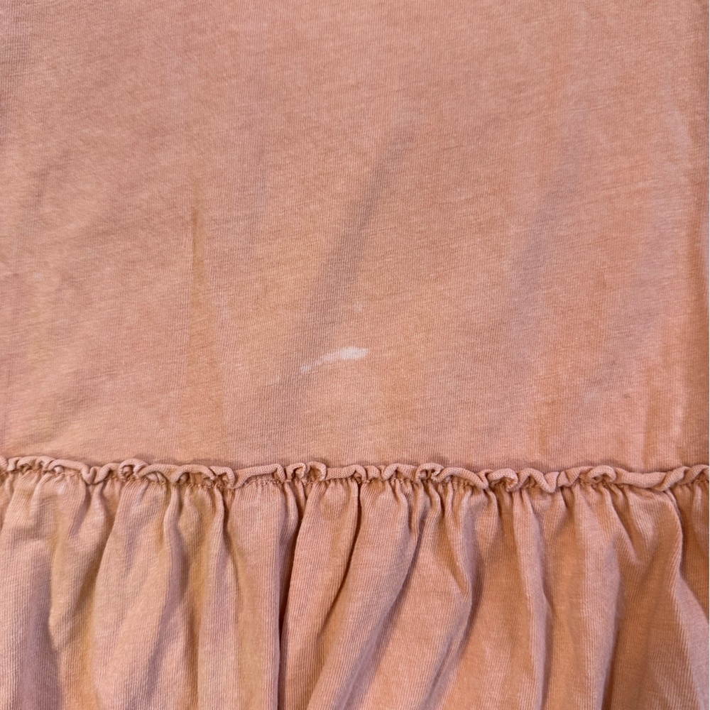 Pull & Bear Women’s Large Short Sleeve Shirt, Salmon Orange Color With Ruffles View 5